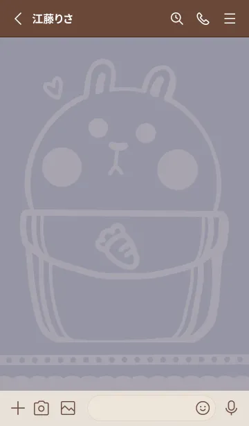 [LINE着せ替え] Pocket cute rabbit J-gray purple (Br2)の画像2