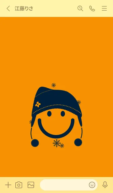 [LINE着せ替え] スマイル＆ニット帽 Golden orangeの画像2