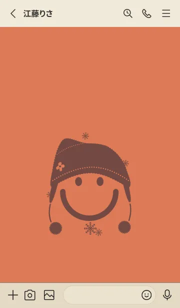 [LINE着せ替え] スマイル＆ニット帽 肉桂色の画像2