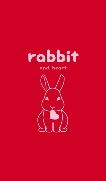 [LINE着せ替え] ウサギとハート (チェリーレッド)の画像1