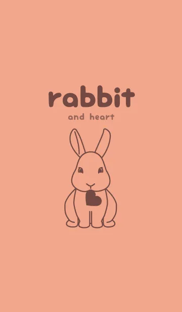 [LINE着せ替え] ウサギとハート (サーモンピンク)の画像1