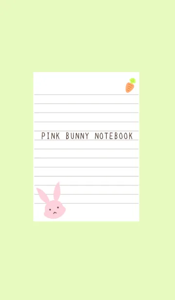 [LINE着せ替え] ピンクバニーのノート/イエローグリーンの画像1