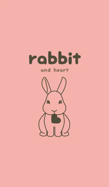 [LINE着せ替え] ウサギとハート (珊瑚色)の画像1