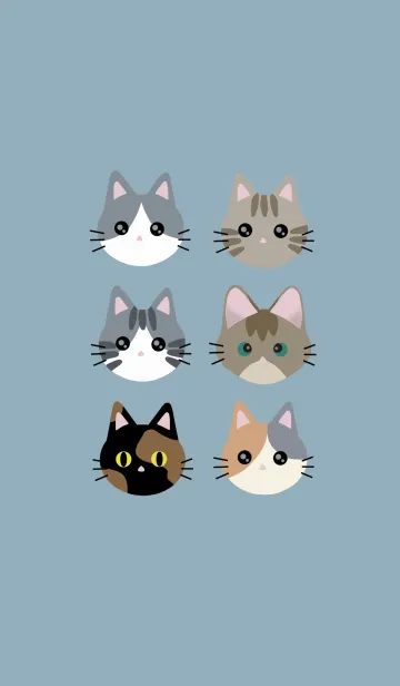 [LINE着せ替え] 猫だらけ  シンプル / blue grayの画像1