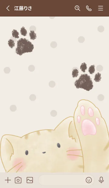 [LINE着せ替え] Cat Stamp -ベージュ- ドットの画像2