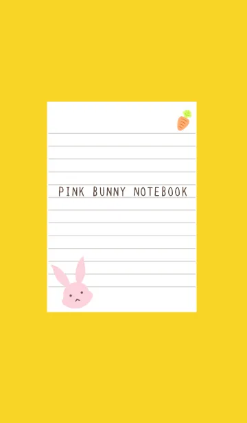 [LINE着せ替え] ピンクバニーのノート/イエローの画像1