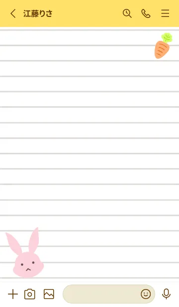 [LINE着せ替え] ピンクバニーのノート/イエローの画像2