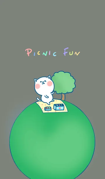 [LINE着せ替え] Picnic fun J-gray green (Gr1)の画像1