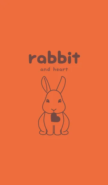 [LINE着せ替え] ウサギとハート (柿色)の画像1