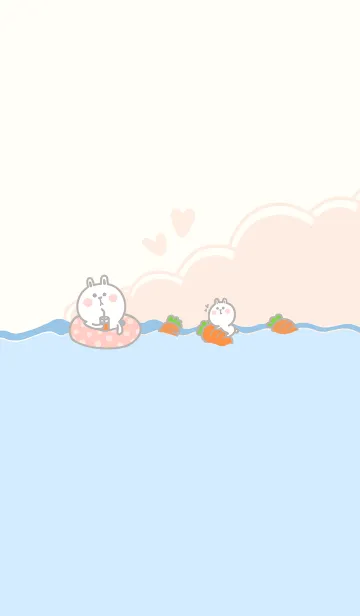 [LINE着せ替え] Cute Rabbit Swimming Fun J-White (Gr7)の画像1