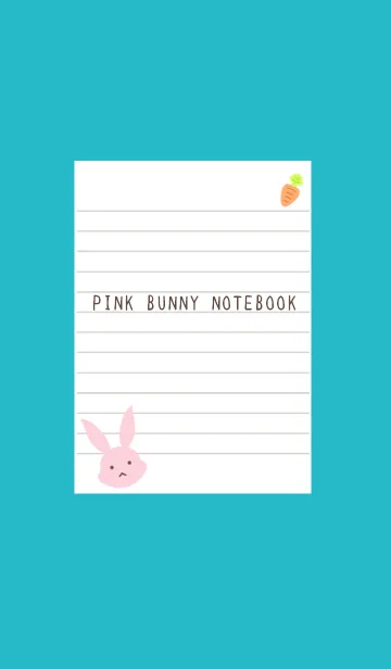 [LINE着せ替え] ピンクバニーのノート/ターコイズブルーの画像1