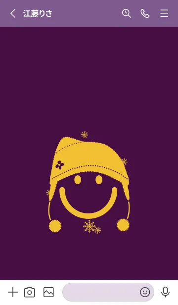 [LINE着せ替え] スマイル＆ニット帽 紫紺の画像2