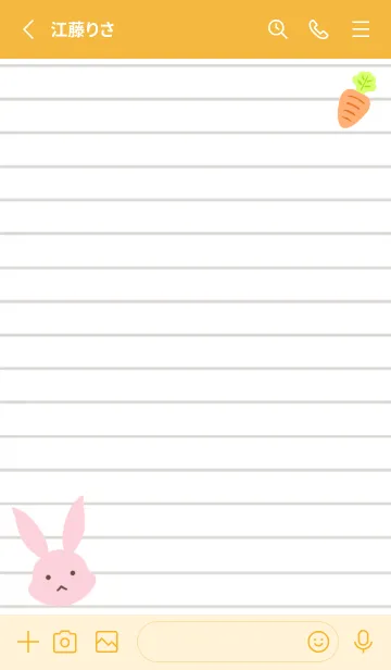 [LINE着せ替え] ピンクバニーのノート/オレンジの画像2