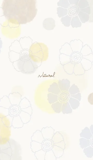 [LINE着せ替え] 花と水彩丸 黄色 茶色8の画像1