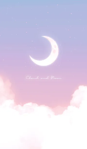 [LINE着せ替え] 雲と三日月 - ブルー & ピンク 07の画像1