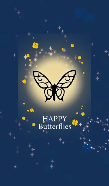 [LINE着せ替え] ネイビーベージュ : 風水 幸せの蝶々の画像1