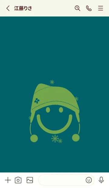 [LINE着せ替え] スマイル＆ニット帽 Deep teal greenの画像2