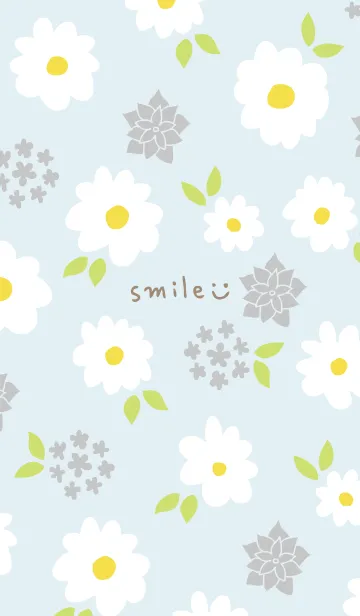 [LINE着せ替え] 白とグレーの花3の画像1