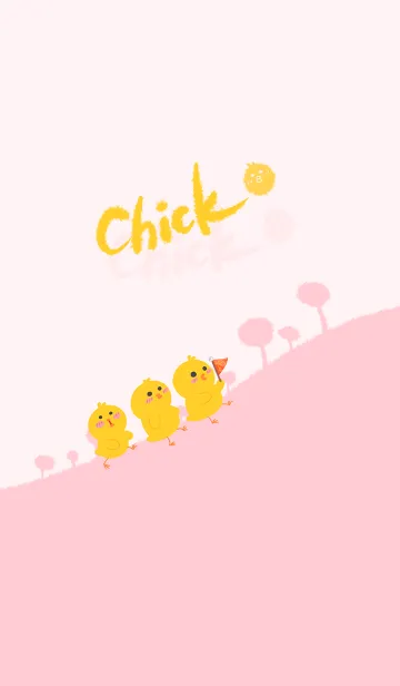 [LINE着せ替え] Chick-light gray (Pink3)の画像1