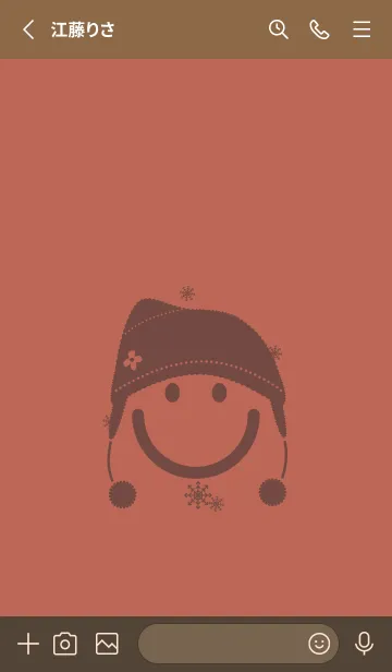 [LINE着せ替え] スマイル＆ニット帽 テラコッタの画像2
