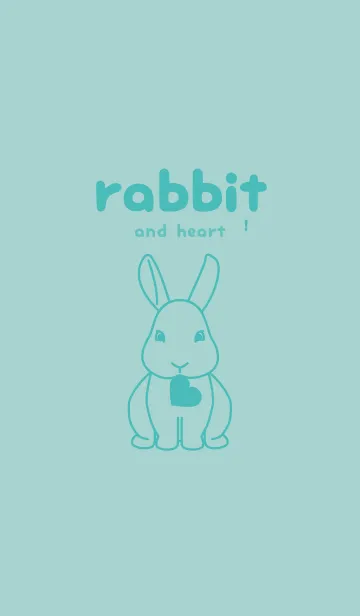 [LINE着せ替え] ウサギとハート (ペールアクア)の画像1