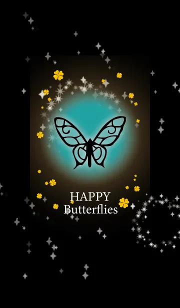 [LINE着せ替え] 青緑 : 風水 幸せの蝶々の画像1