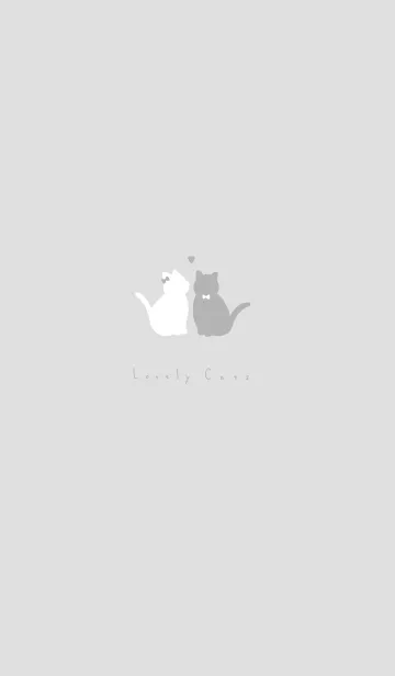 [LINE着せ替え] 白猫と黒猫。グレーホワイトの画像1