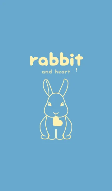 ウサギとハート (チョークブルー)のLINE着せ替え