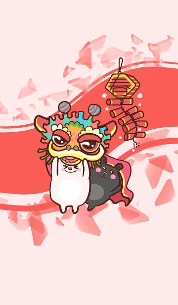 [LINE着せ替え] Lion Dance Bunny-Red (Red3)の画像1