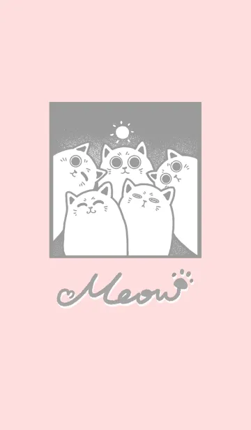 [LINE着せ替え] Meow J (monochrome)-light gray red (bw2)の画像1