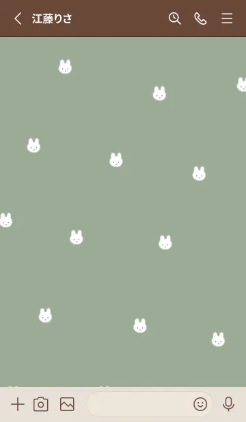 [LINE着せ替え] ふわふわうさぎ /green beigeの画像2