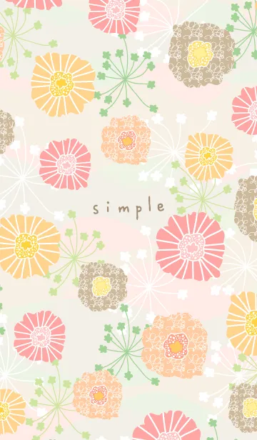 [LINE着せ替え] 北欧風 暖色系お花19の画像1