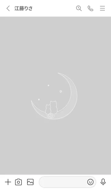 [LINE着せ替え] 猫と三日月。白とグレーの画像2