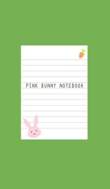 [LINE着せ替え] ピンクバニーのノート/グリーン/イエローの画像1