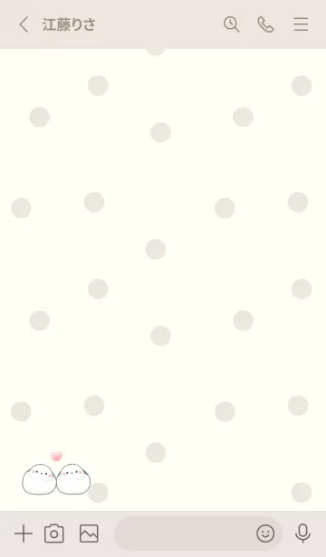 [LINE着せ替え] シマエナガ カップル -ベージュ- ドットの画像2