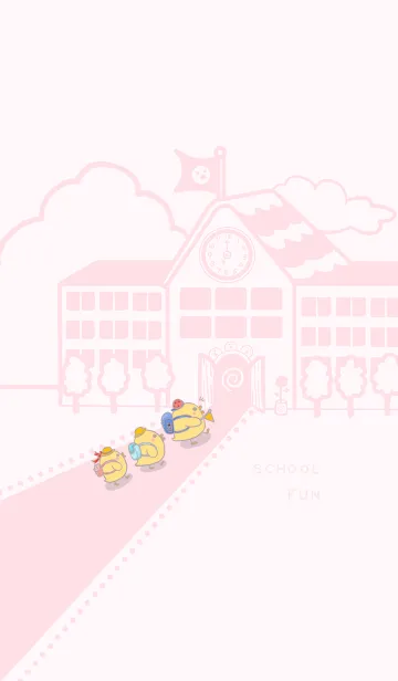 [LINE着せ替え] yellow duck school fun-gray pink (Pi4)の画像1