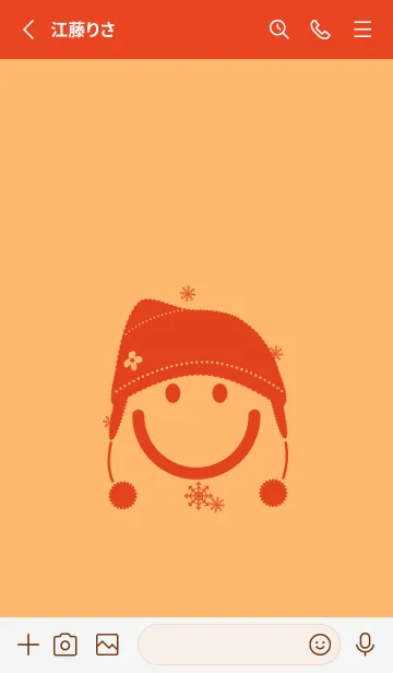 [LINE着せ替え] スマイル＆ニット帽 サンオレンジの画像2