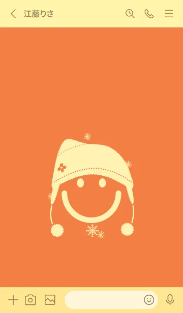 [LINE着せ替え] スマイル＆ニット帽 タンジェリンオレンジの画像2