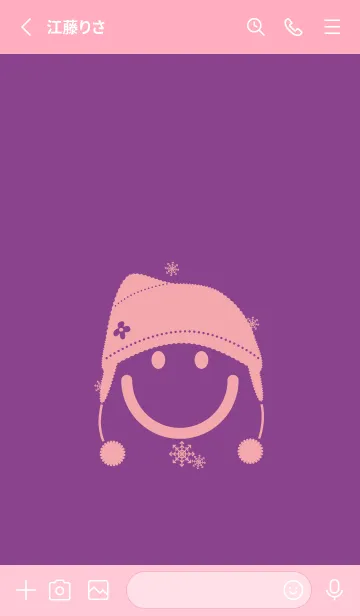 [LINE着せ替え] スマイル＆ニット帽 アマランスパープルの画像2