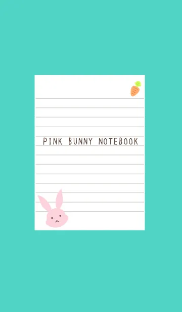 [LINE着せ替え] ピンクバニーのノート/エメラルドグリーンの画像1