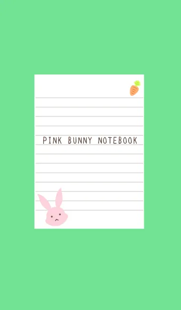 [LINE着せ替え] ピンクバニーのノート/グリーン/ホワイトの画像1