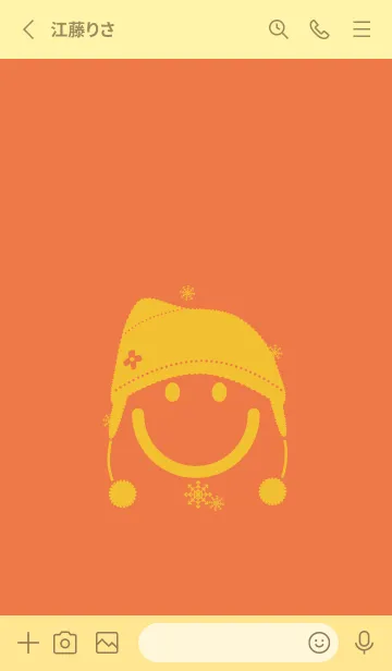 [LINE着せ替え] スマイル＆ニット帽 黄丹の画像2