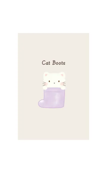 [LINE着せ替え] ねこと長靴 -パープル-の画像1