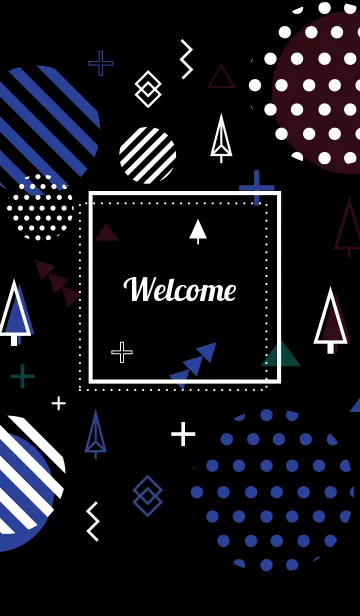 [LINE着せ替え] Geometric Welcome Blackの画像1