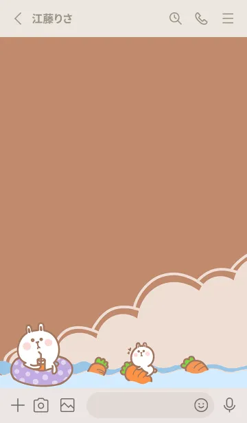 [LINE着せ替え] Cute Rabbit Swimming Fun J-Orange (Be1)の画像2