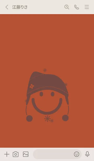 [LINE着せ替え] スマイル＆ニット帽 煉瓦色の画像2