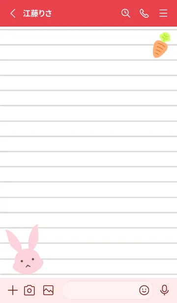 [LINE着せ替え] ピンクバニーのノート/ピンクレッドの画像2