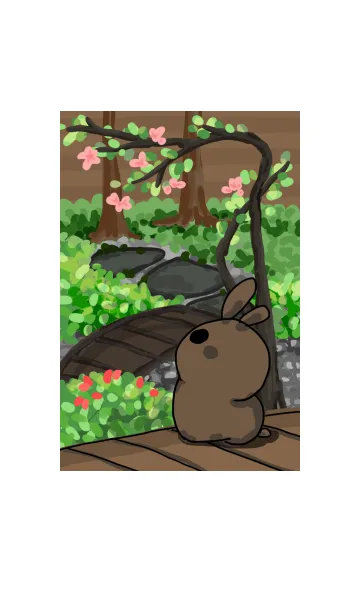 [LINE着せ替え] rabbit staring - courtyardの画像1