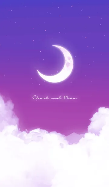 [LINE着せ替え] 雲と三日月 - ブルー & パープル 05の画像1