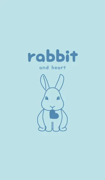 [LINE着せ替え] ウサギとハート (水色)の画像1